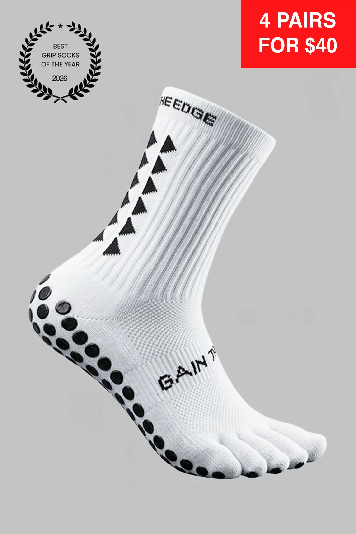 BAREFOOT GRIP SOCKS 3.0 MidCalf Length - White
