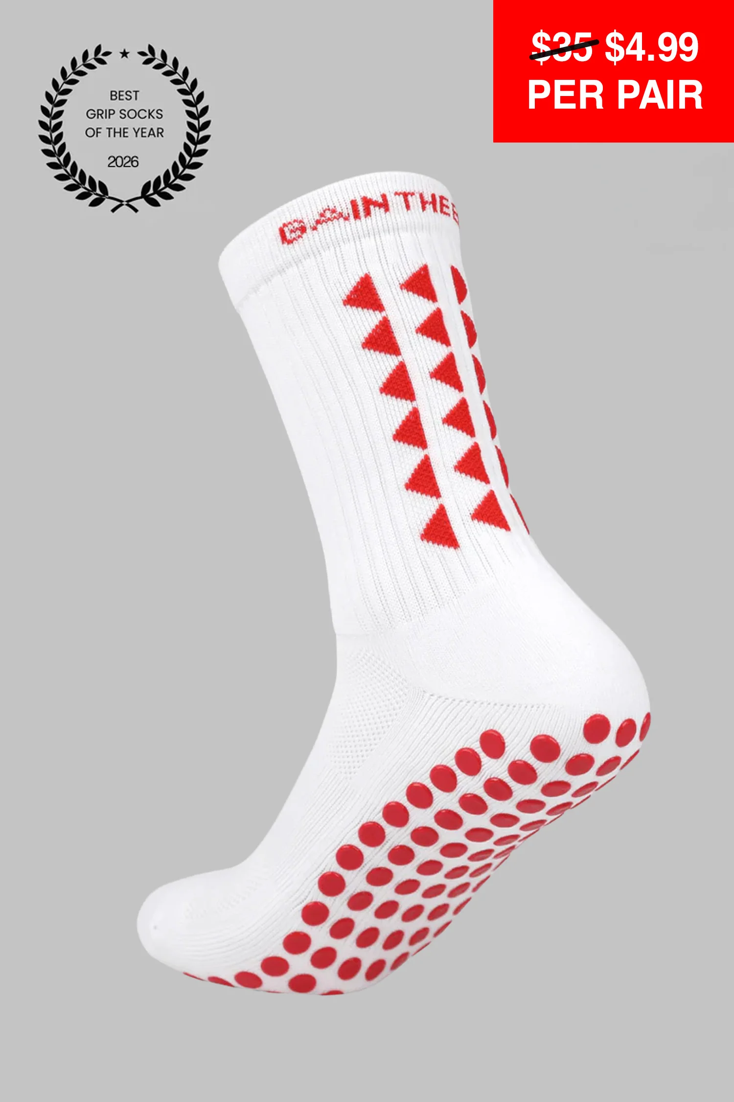 LIMITED EDITION GRIP SOCKS 3.0 - White & Red