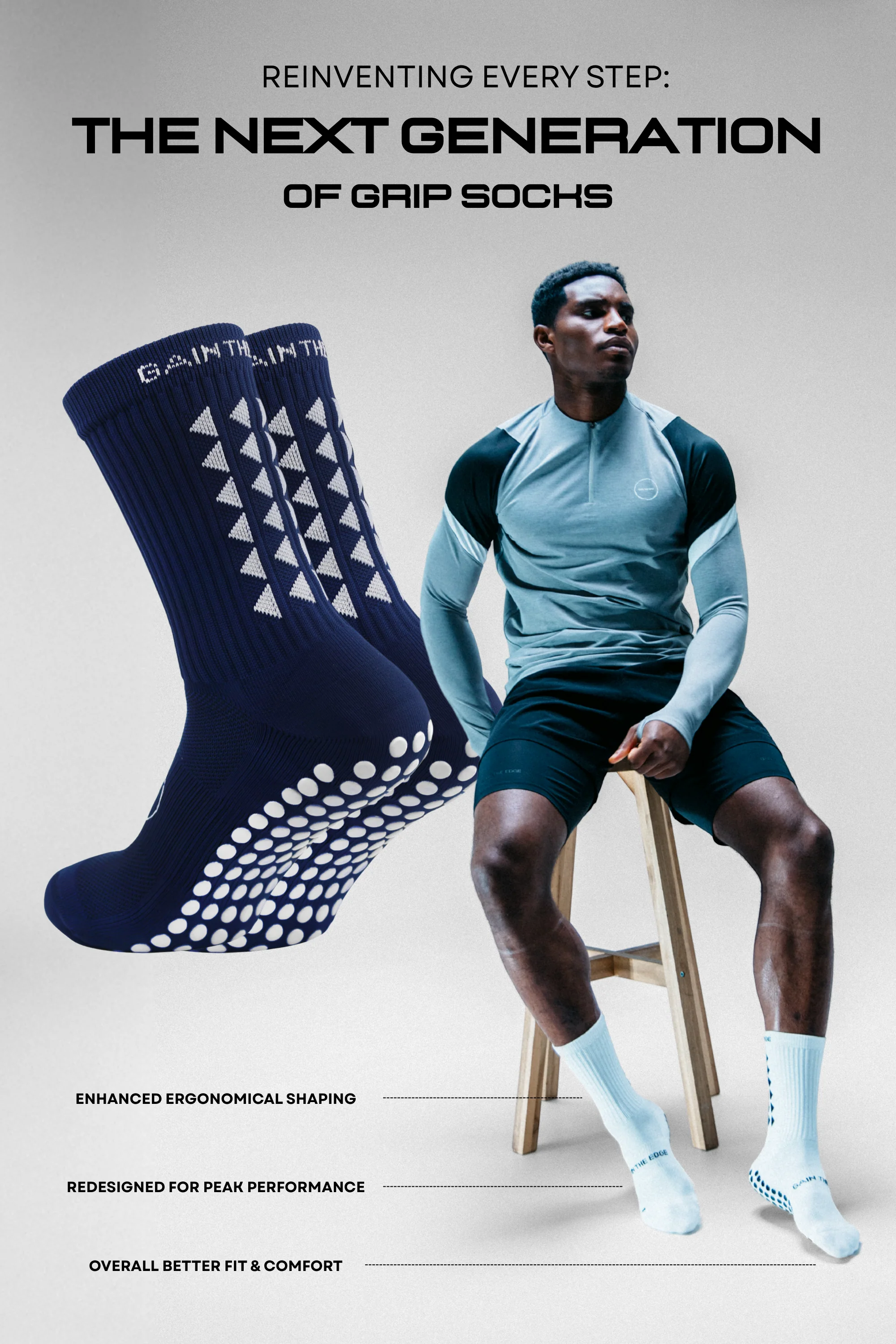 GRIP SOCKS 3.0 MidCalf Length - Navy Blue - Image 3